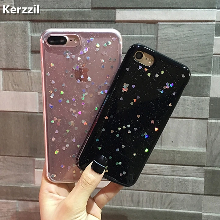 Kerzzil Bling разноцветное сердце любовь Мягкий силиконовый чехол для iPhone 8 7 6 S Plus