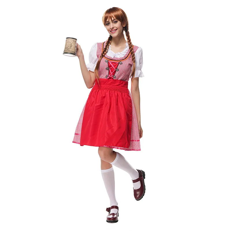 

M-XL Fashion German Beer Girl Costume Fraulein Dirndl Fancy Dress Carnival Oktoberfest Maid Costume