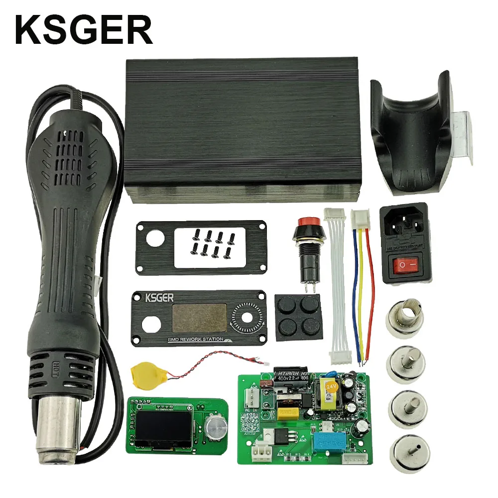 Sets 1 KSGER фена SMD паяльная станция OLED контроллер DIY наборы электроинструментов сушилка держатель для распайки Сварочные насадки 700 Вт - Цвет: Sets 1