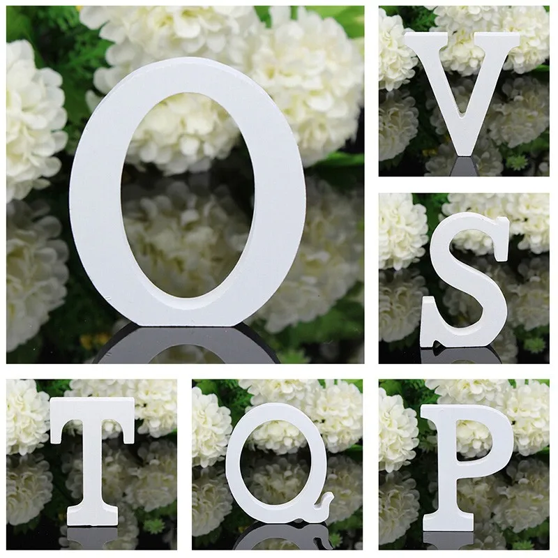 Свадебные украшения белый A Z деревянный буквенный Алфавит 8x5x1 2 см новое слово