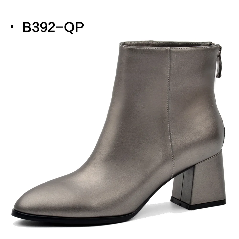 B39-2-Pewter Распродажа; Donna-in; ботильоны для женщин из натуральной кожи на высоком каблуке; модные ботинки с острым носком; женская обувь; женские ботинки - Цвет: B39-2-Pewter