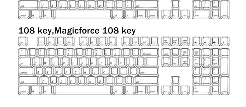 MAGICFORCE PBT Two-Color Moulding 108 Key Mechanical Keyboard Keycaps For Mechanical Keyboard Cute Mixed Color PBT Keycaps