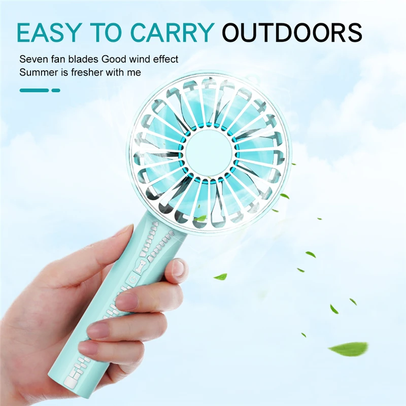 

2000mAh Battery Mini Zipper Fan Home Office Hand Held Rechargeable Air Cooler Portable Fan 4 In 1 Power Bank Holder for Phone