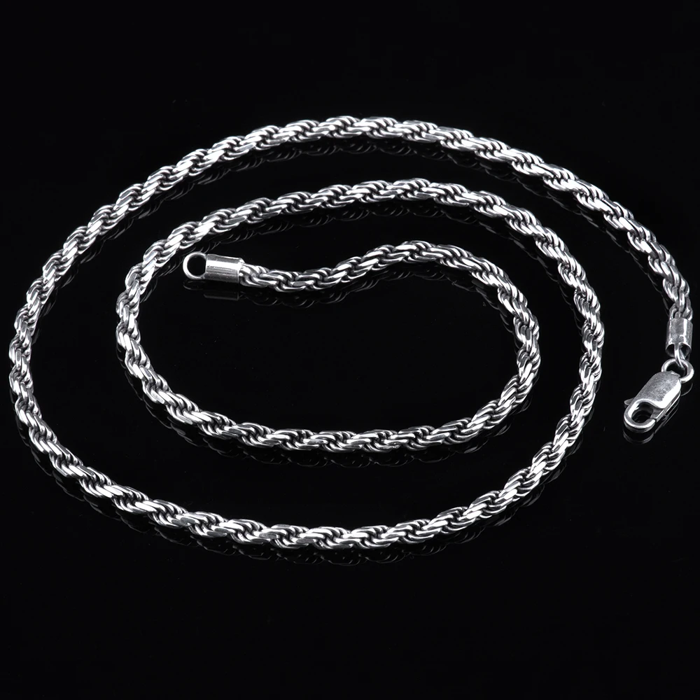 Цепочка из серебра 925 пробы для мужчин и женщин однотонное ожерелье тайского 100%