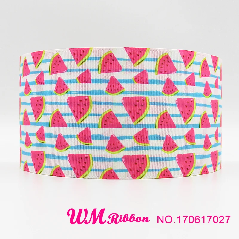 Лента в рубчик с принтом арбуза 3 дюйма 75 мм 50 ярдов/рулон|ribbon webbing|printed grosgrain