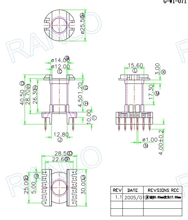 ER35 EC35 (EER3530) Вертикальный 12 контактный высокочастотный SMPS ферритовый сердечник