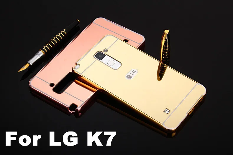 Роскошный Гибридный чехол с зеркальным эффектом для LG K7 K 7 жесткий Золотой