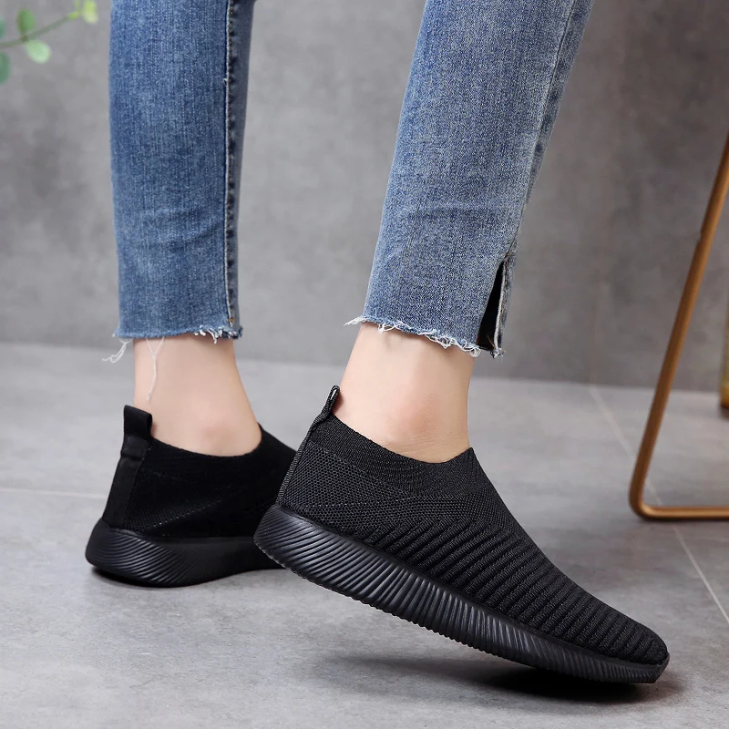 Bomlight Women Big Size 43 Autumn Sneakers mesh Female Casual Shoes Flats Slip On Flat Shoe Mesh Soft Walking Footwear | Обувь