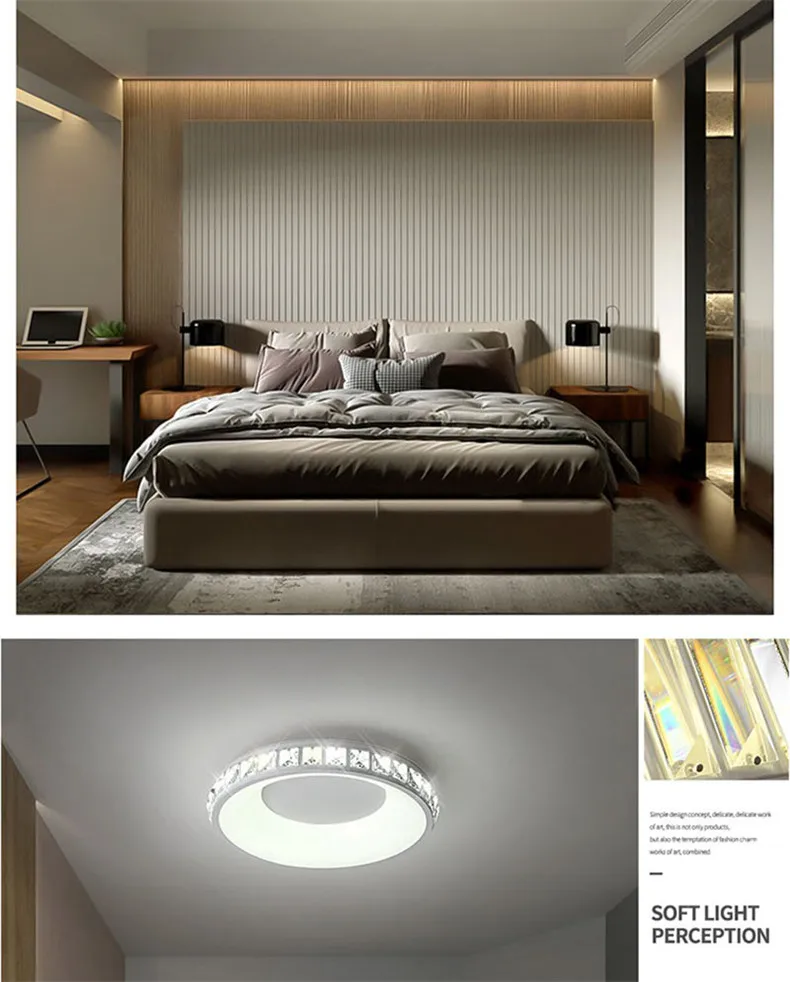 Круглый 360/450mm Crystal Современные светодиодные люстры-украшения plafonnier Led Потолочная хрустальная люстра для гостиной Спальня лампа