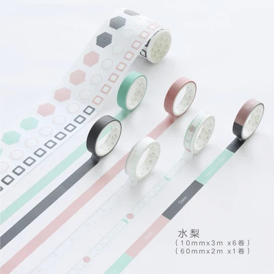 shui li 7 шт./компл. Классические однотонные ботинки с острым носком Цвет лента Washi узор Сакура набор для скрапбукинга "сделай сам" Стикеры пуля журнал поставок Kawaii - Цвет: shui li