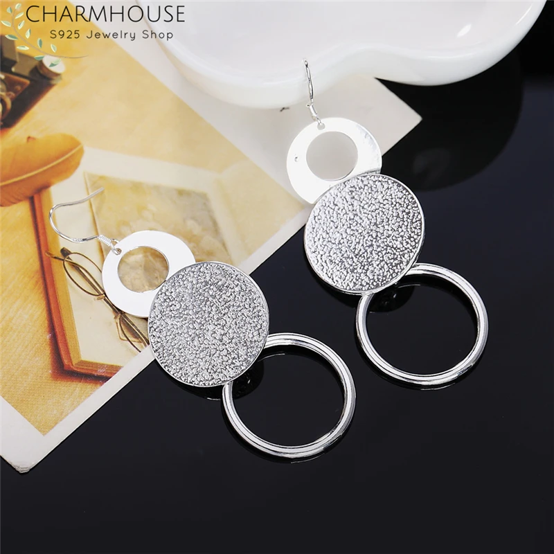 Женские сережки Charmhouse из стерлингового серебра 925 пробы с двойным круглым