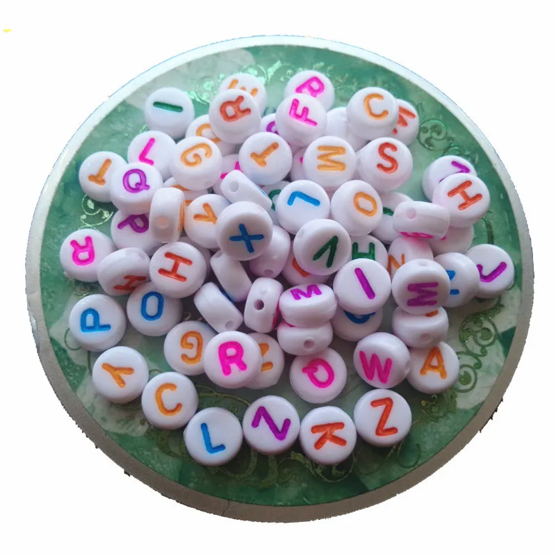 

Single Initial O Printing Acrylic Letter Beads 3600pcs/Lot 4*7MM Flat Coin Round Shape Alphabet Jewelry Spacer Plastic Beads