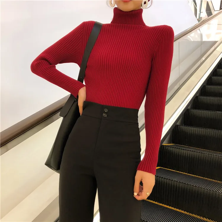 2018 Thick Turtleneck Warm Women Sweater Autumn Winter Knitted Femme Pull High Elasticity Soft Female Pullovers | Женская одежда