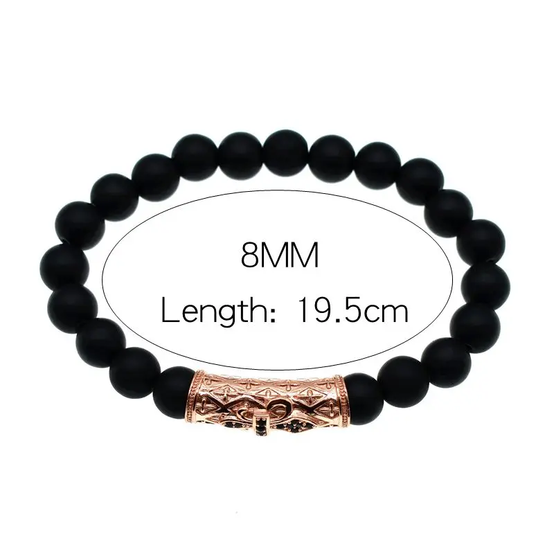 4 цвета матовый камень Pulseira hombres CZ императорская корона и шлем Шарм браслет для