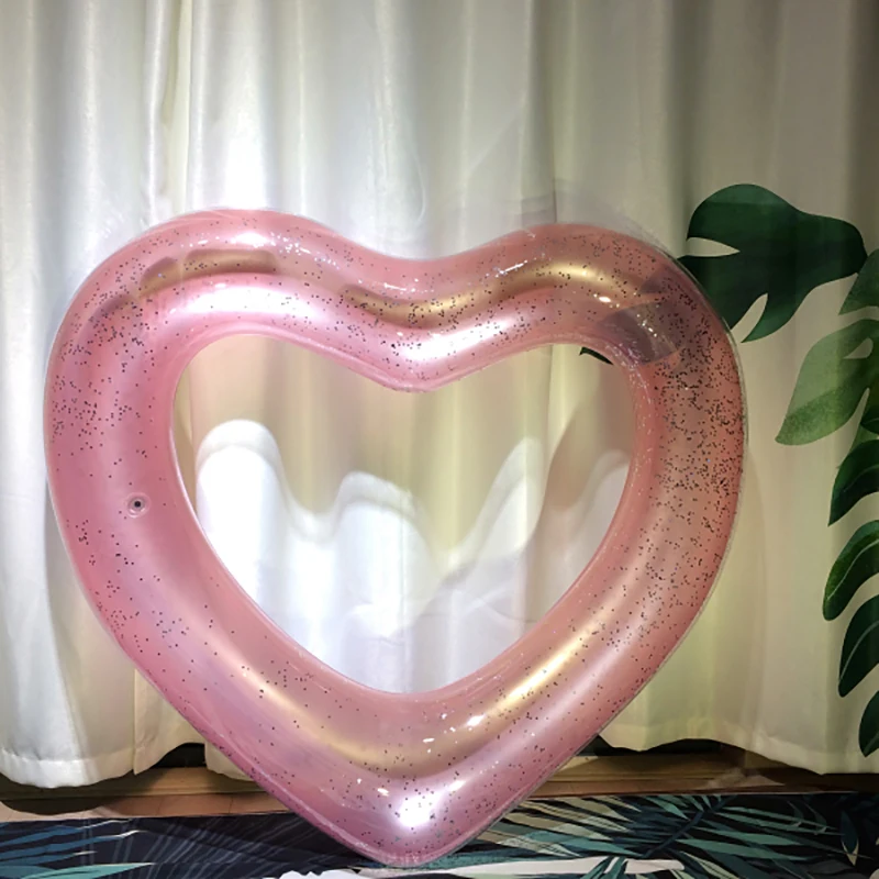 2019 INS горячее надувное кольцо для плавания в форме сердца с блестками внутри