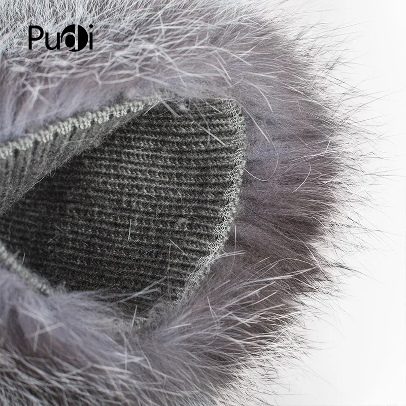 

Pudi HF701 women's winter hats real fox fur knit cap hat 2017 brand new winter genuine fur beanies Winter Cap