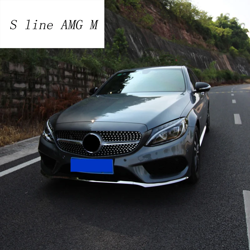 Для Mercedes Benz C Class W205 на передний бампер для автомобильного стайлинга губ Нижняя