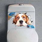 Водостойкая виниловая настенная 3d-наклейка в виде щенка и улыбки, с отверстием для просмотра в ванной, туалете, гостиной, дома, декорация, постер, фоновая Настенная Наклейка s