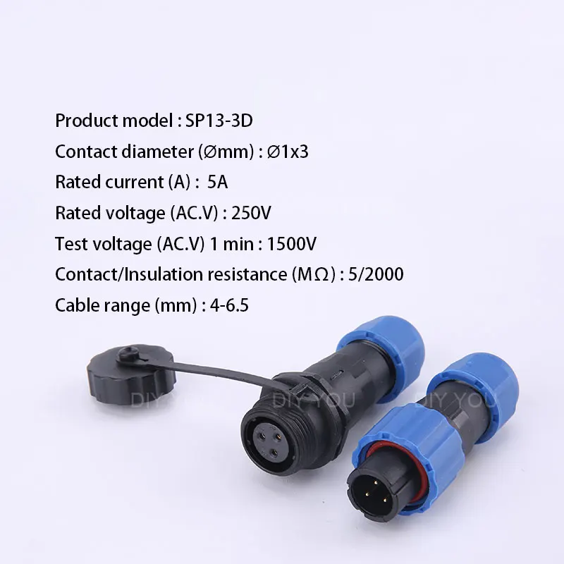 SP13-3D SP13 IP68 Водонепроницаемый гнездовое соединение авиации розетка 2Pin 3pin 4pin 5pin 6pin 7pin 9pin кабель Разъемы - Цвет: SP13-3D