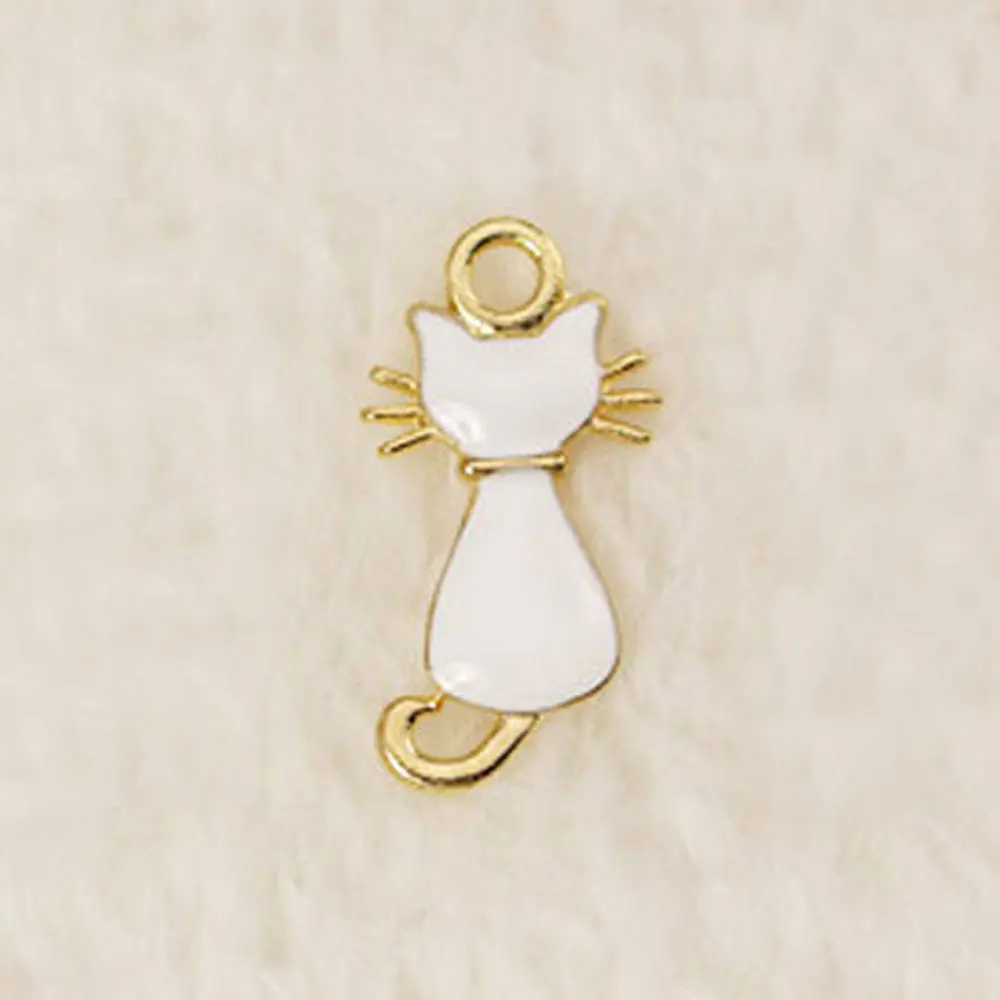 10pcs Горячие модные амулеты мульти милый кот эмаль амулеты для изготовления ювелирных изделий браслет/ожерелье/серьги Модные ювелирные изделия женские аксессуары - Окраска металла: 10pcs