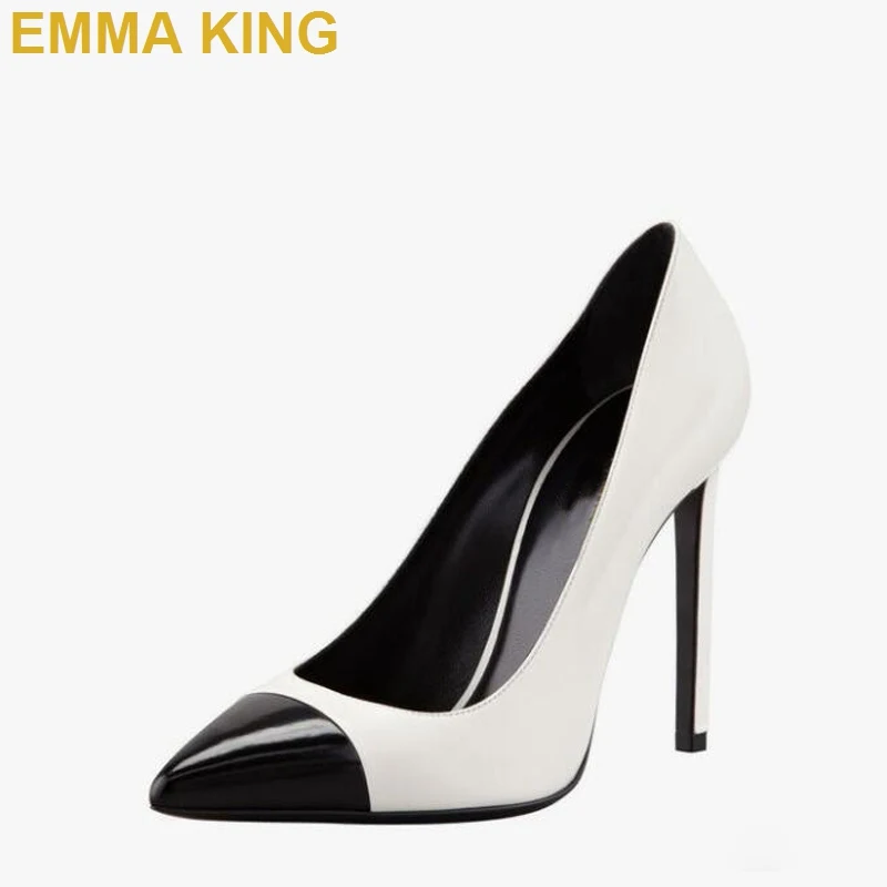 

Черный, с застежкой, с острым носком; Белые кожаные женские туфли-лодочки пикантные женские туфли на высоком каблуке, высота каблука 10 см, 12 с...