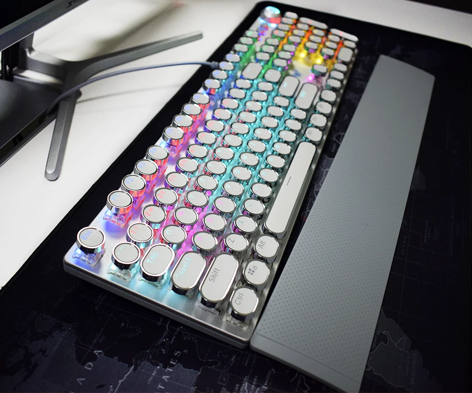 Игровая механическая клавиатура с RGB подсветкой, плакированная клавиша с подсветкой, анти-ореолы, макро-клавиши для настольного ноутбука+ поддержка запястья