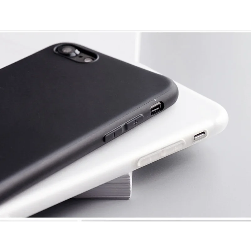 Capinha для iPhone 7 8 6 6s Plus матовый белый черный силиконовый чехол i Phone s Apple Чехлы мягкие