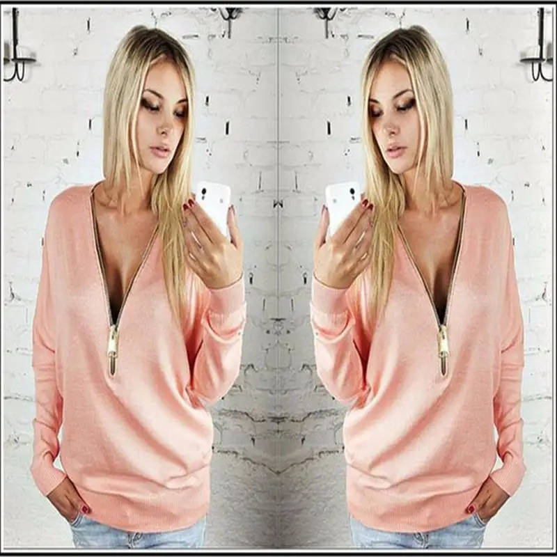 Весенние женские пуловеры с длинным рукавом толстовки глубоким v образным