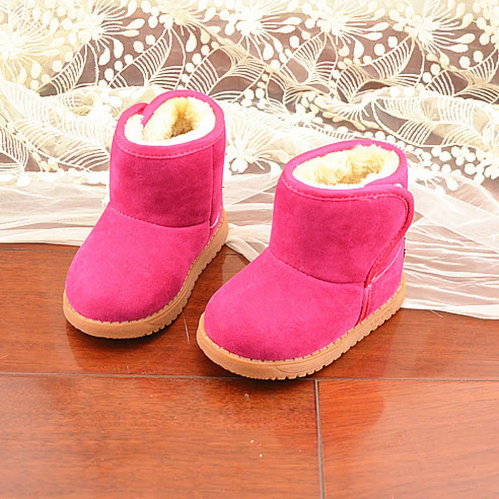 2019 г. Зимние однотонные детские ботинки из натуральной кожи зимние Нескользящие