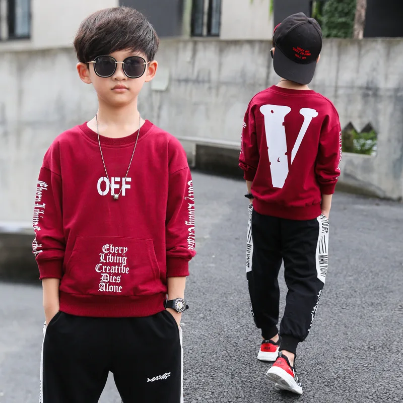 2018 Spring Autumn Children Wear Long Sleeved Sweater Sport Pants Two Sets For Boy | Детская одежда и обувь