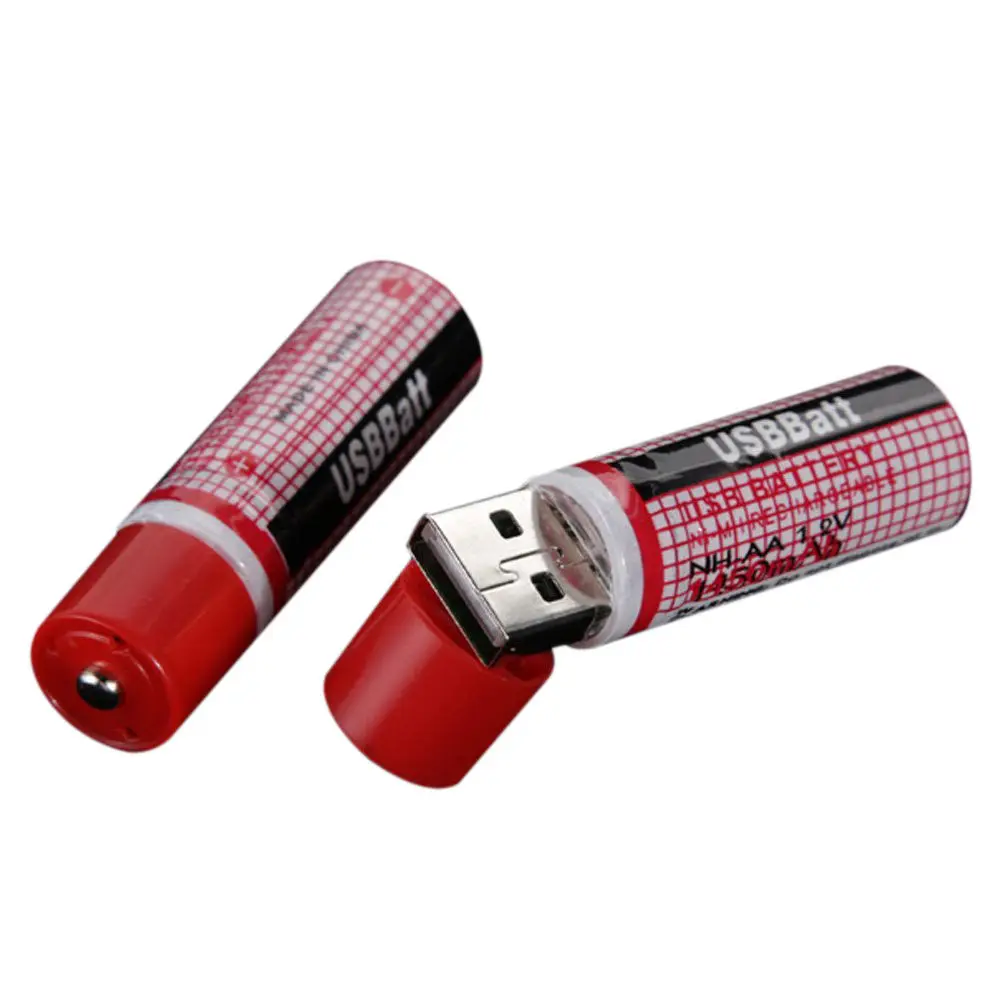 2 шт. USB батарея AA 1 V 1450mAh Ni MH ячеек аккумуляторная батарея|Перезаряжаемые батареи| |