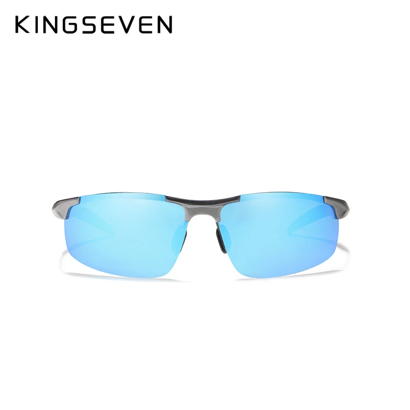 Мужские солнцезащ. Очки без оправы KINGSEVEN черно серые солнцезащитные очки с