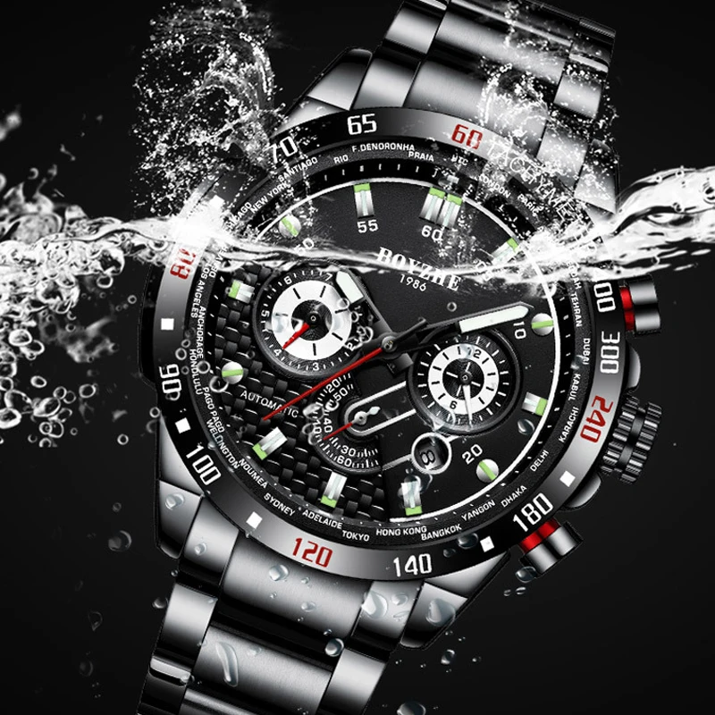 Мужские автоматические механические модные спортивные часы лучшего бренда BOYZHE