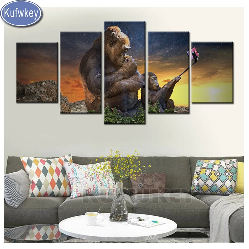 5 шт. Алмазная вышивка орангутанг Пижама для мамы и сына забавные selfie 5D DIY