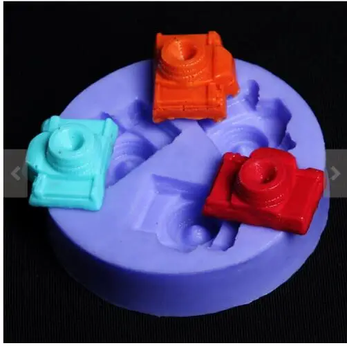 Крошечная силиконовая форма для мастики камеры с 3 отверстиями|mold butter|mold soapsoap