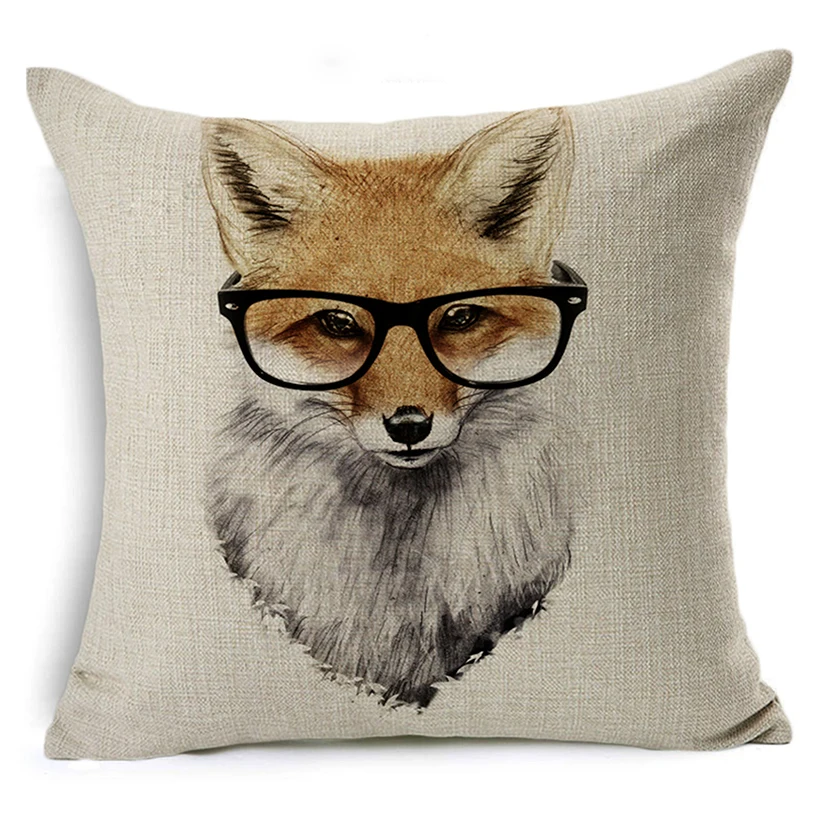 WZH Printed Animals Cushion Cover 45x45cm Linen Decorative Pillow Cover Sofa Bed Pillow Case - Цвет: 11