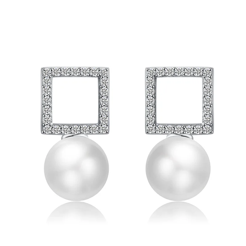 Женские серьги с геометрическим рисунком простые квадратные из стерлингового