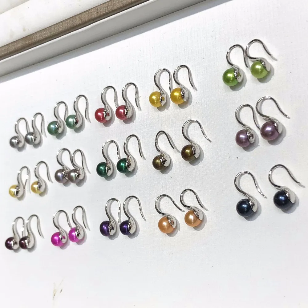 5 пара модные красивые 6-7 мм круглый жемчуг высокий каблук 925 серьги для девочек