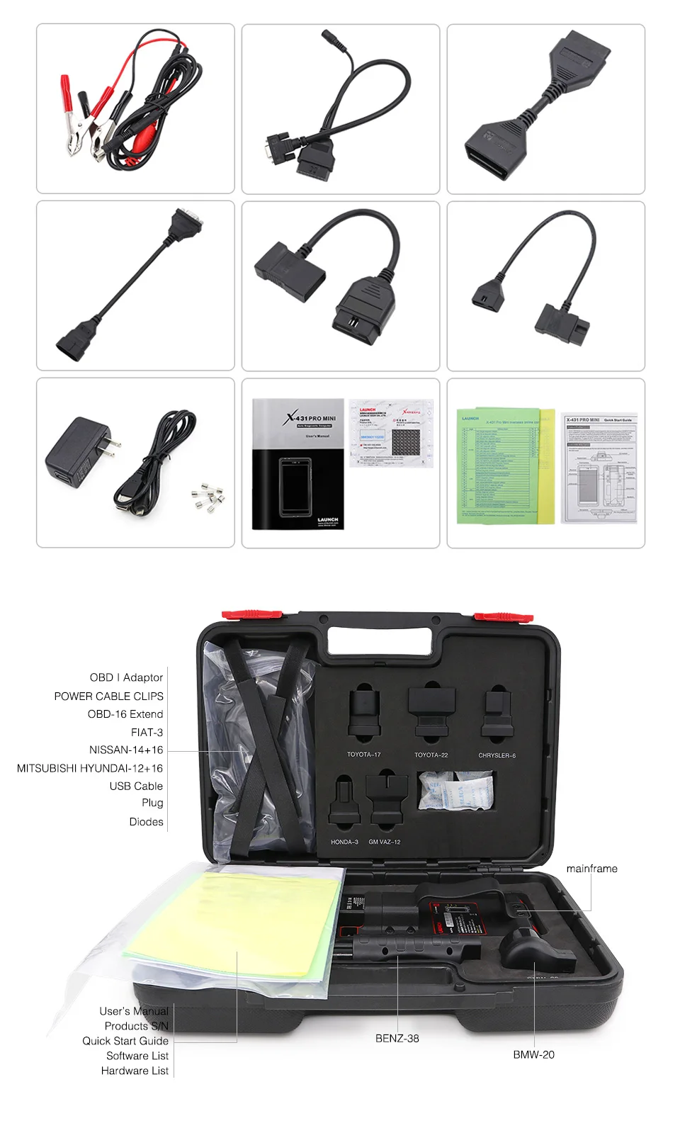 LAUNCH X431 Pro мини Bluetooth/Wifi Полный ЭБУ диагностический сканер с 2 летним бесплатным обновлением X-431 Pro мини сканирующий сканер Анализаторы