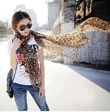 Spring leopard skull scarf female long section of thin chiffon shawl sunscreen Free Shipping | Аксессуары для одежды