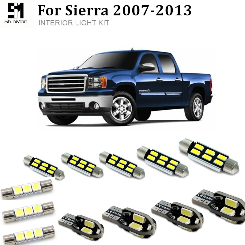 

Shinman 10X Error Free Map Dome Trunk Vanity Mirror license led Interior Light Kit Package For GMC Sierra 2007-2013