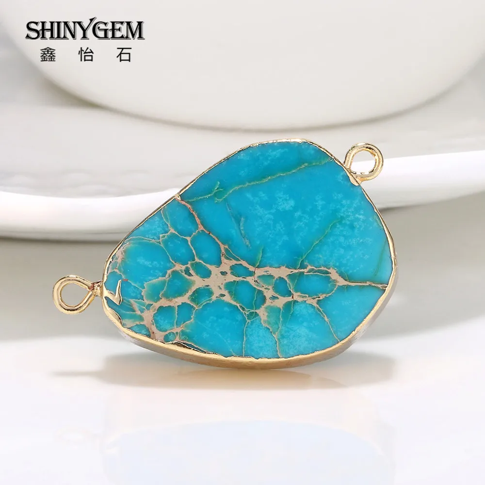 ShinyGem нерегулярные Jaspers камень Кулон Разъем Подвески чакра натуральный камень подвеска Маятник для DIY ювелирных изделий
