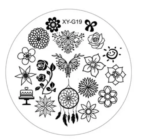 Kimcci пластина для стемпинга для нейл-арта цветок животное кружево год Счастливого Рождества дизайн ногтей шаблон штамп изображение Маникюр трафарет - Цвет: G19