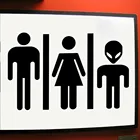 Забавные пришельцы, наклейки для туалетной двери, настенные наклейки для ванной