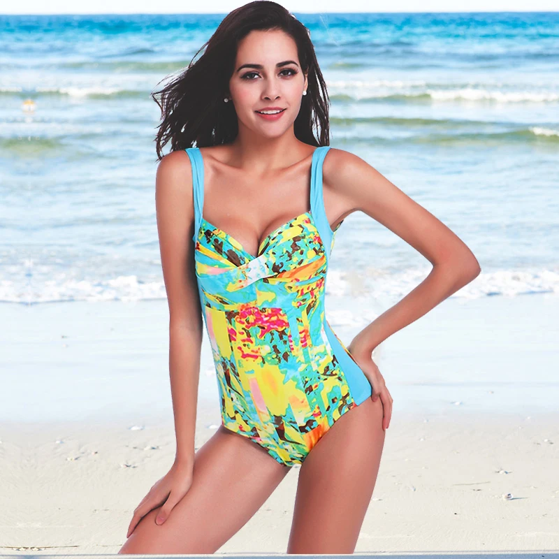 Сексуальный купальник женский цельный 2019 летняя пляжная одежда два плеча пуш-ап