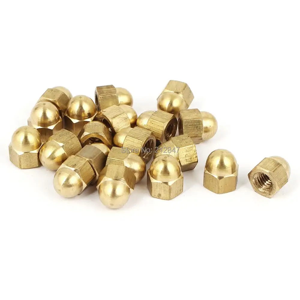 

M5 Thread Dia Dome Head Brass Cap Acorn Hex Nuts 20pcs