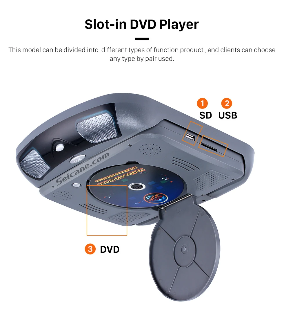 Seicane Roof Mount " TFT dvd-плеер с FM USB SD играми Поддержка новейших 32 бит+ 8 бит игр беспроводной игровой контроллер автомобильный комплект