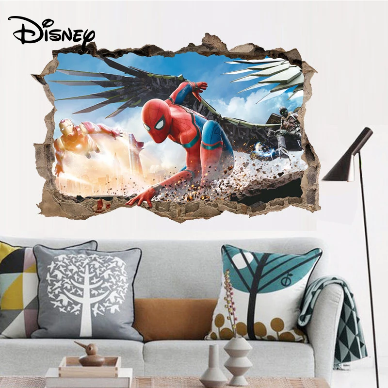 Новые 3d наклейки на стену Человек-паук Disney декоративные для детской комнаты