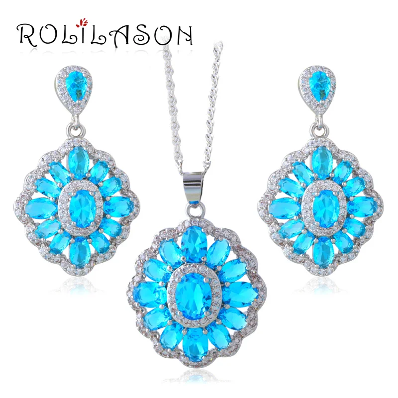 Rolilason белый циркон желтый Spar ювелирные комплекты для женщин штампованные