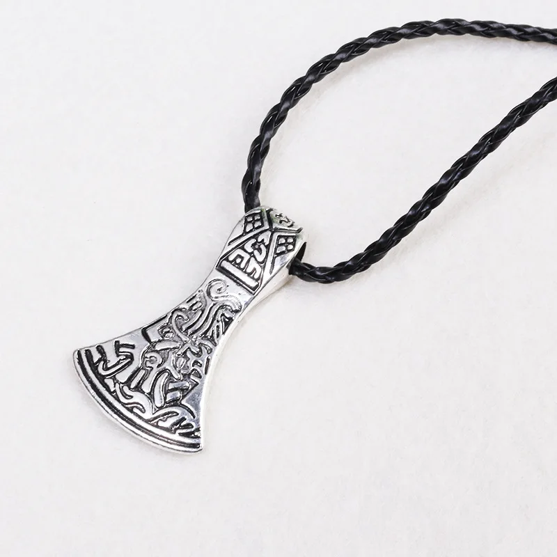 Мужской викинг ожерелье в виде топора Norse топор античный серебряный сплав кулон